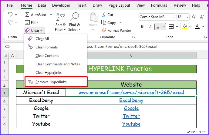 [Solved]: Remove Hyperlink Not Showing in Excel (2 Solutions)