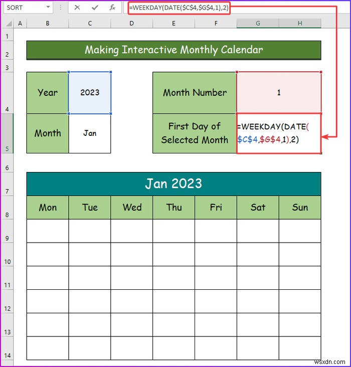 How to Make an Interactive Calendar in Excel (2 Easy Ways)