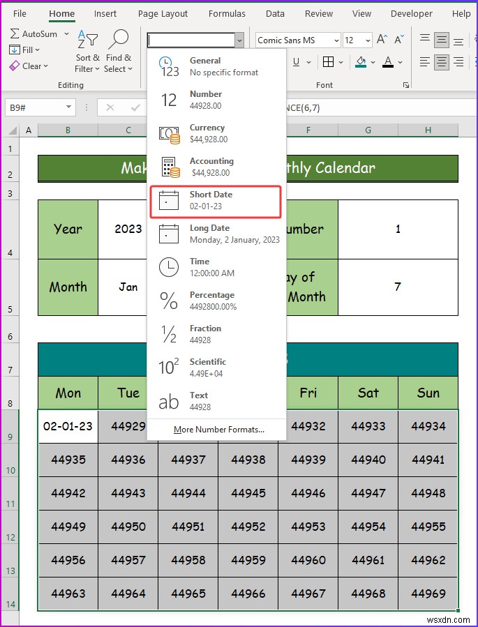How to Make an Interactive Calendar in Excel (2 Easy Ways)
