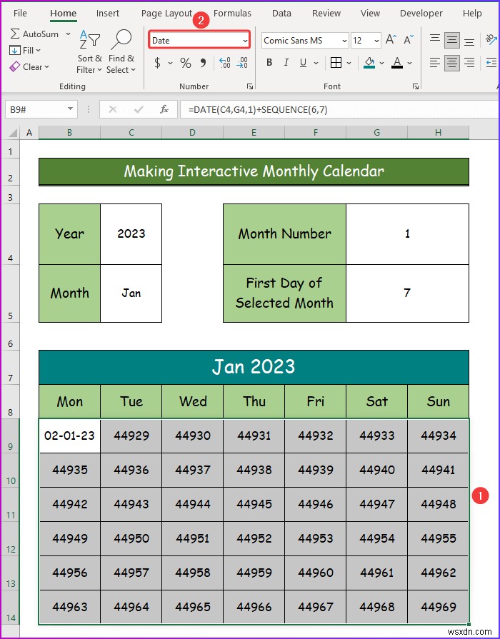How to Make an Interactive Calendar in Excel (2 Easy Ways)