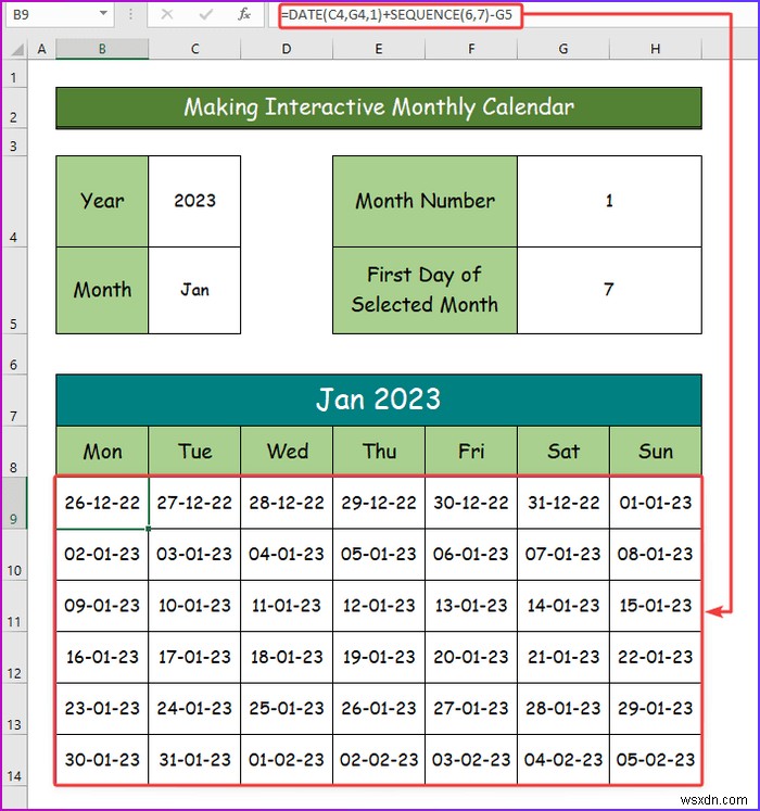 How to Make an Interactive Calendar in Excel (2 Easy Ways)