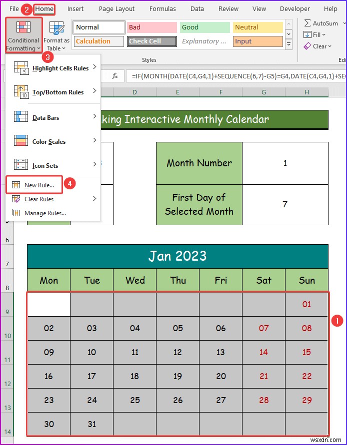How to Make an Interactive Calendar in Excel (2 Easy Ways)