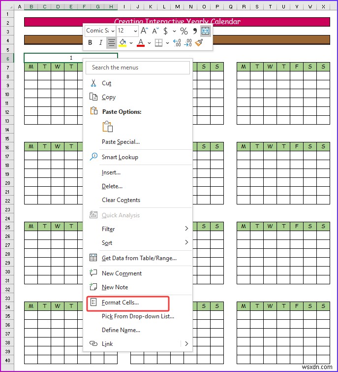 How to Make an Interactive Calendar in Excel (2 Easy Ways)