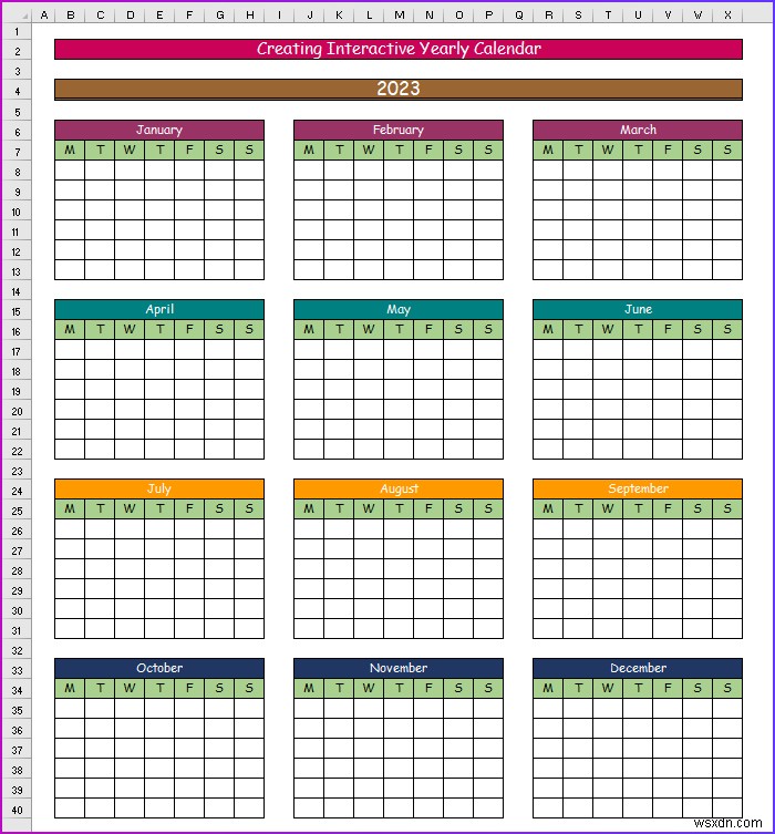How to Make an Interactive Calendar in Excel (2 Easy Ways)