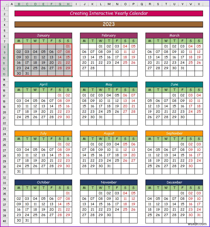 How to Make an Interactive Calendar in Excel (2 Easy Ways)