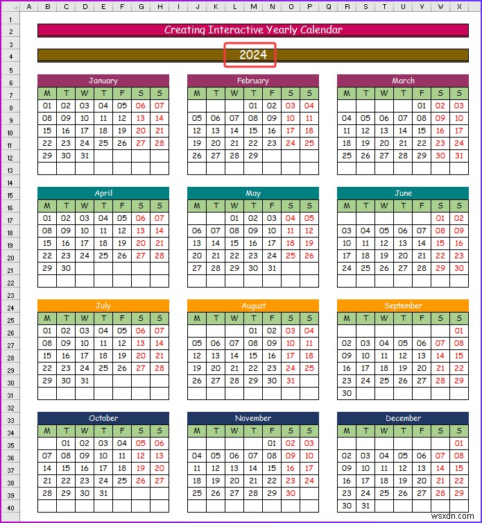 How to Make an Interactive Calendar in Excel (2 Easy Ways)