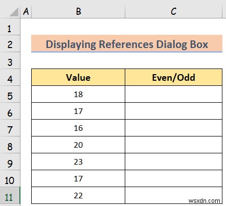 How to Display References Dialog Box in Excel