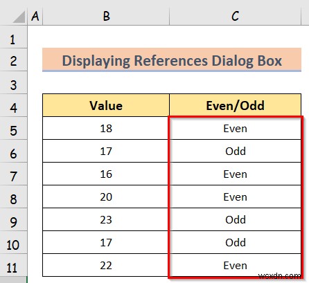 How to Display References Dialog Box in Excel