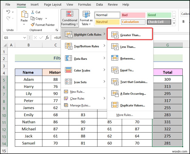 How to Filter by Color Using Conditional Formatting in Excel