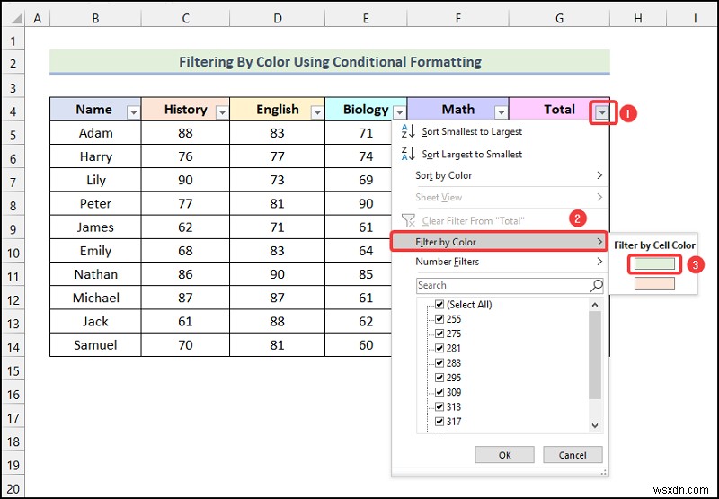 How to Filter by Color Using Conditional Formatting in Excel