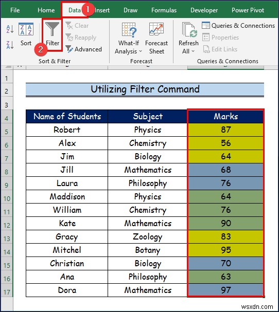 How to Filter by Cell Color in Excel (2 Easy Ways)