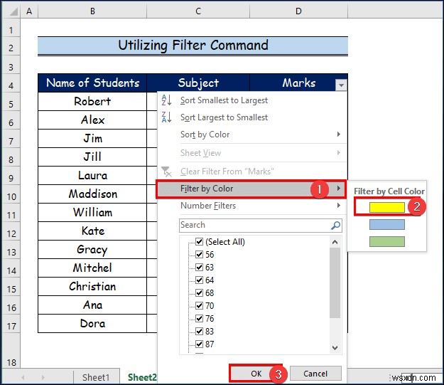 How to Filter by Cell Color in Excel (2 Easy Ways)