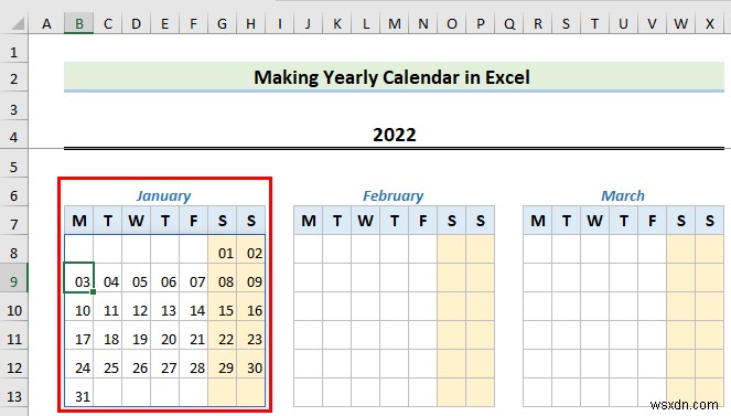How to Make a Calendar in Excel Without Template (2 Examples)