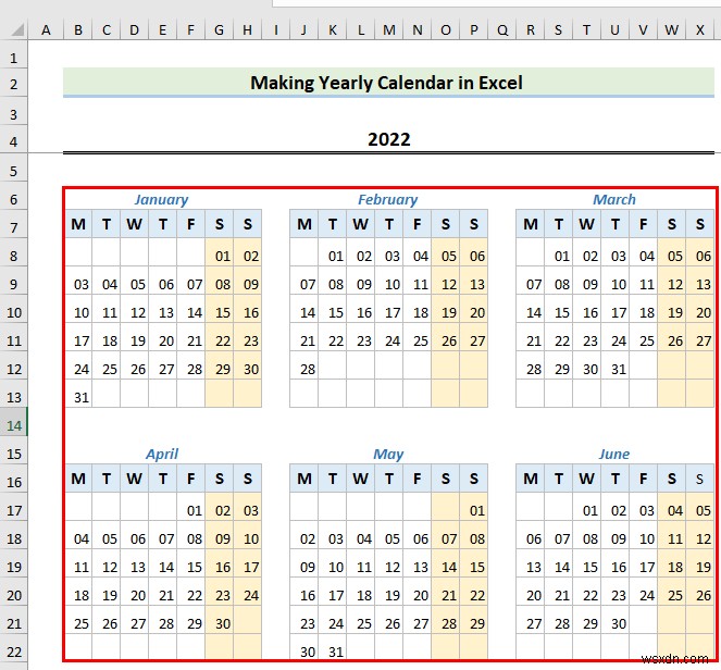 How to Make a Calendar in Excel Without Template (2 Examples)