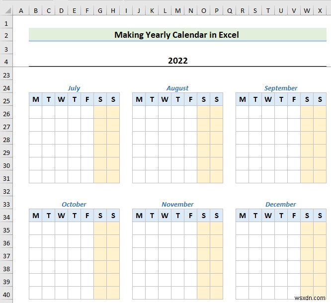 How to Make a Calendar in Excel Without Template (2 Examples)