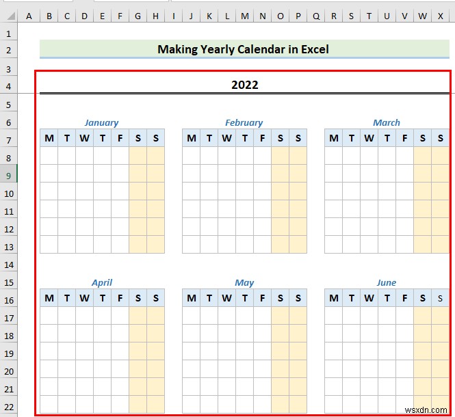How to Make a Calendar in Excel Without Template (2 Examples)