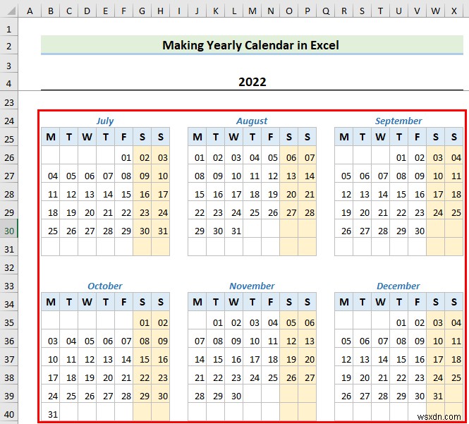 How to Make a Calendar in Excel Without Template (2 Examples)