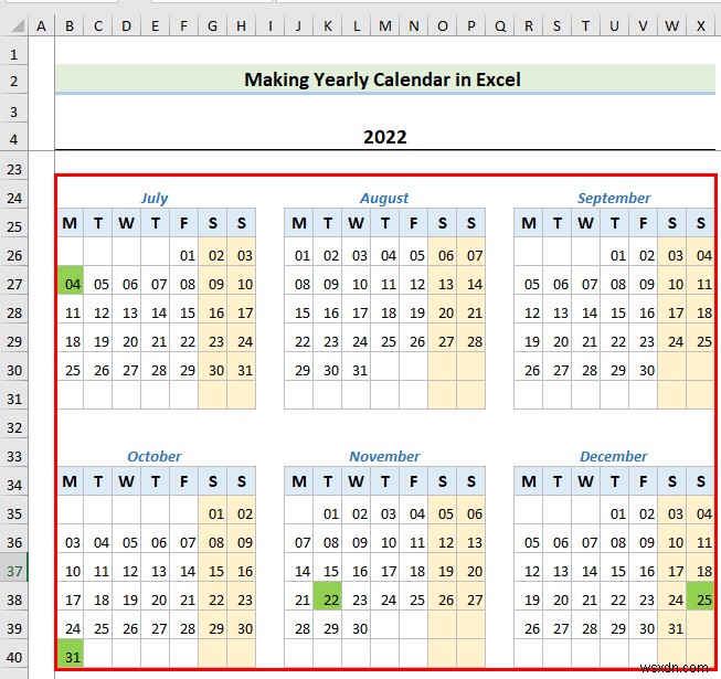 How to Make a Calendar in Excel Without Template (2 Examples)