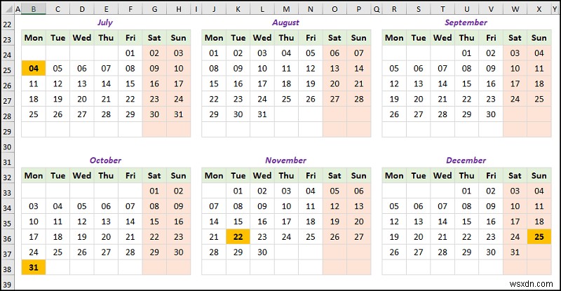 How to Create a Yearly Calendar in Excel (with Easy Steps)