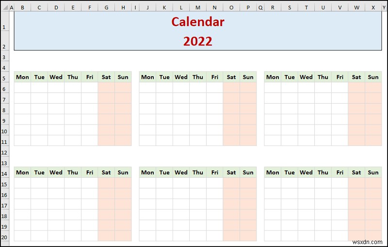 How to Create a Yearly Calendar in Excel (with Easy Steps)