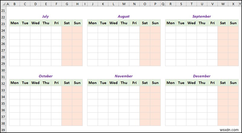 How to Create a Yearly Calendar in Excel (with Easy Steps)