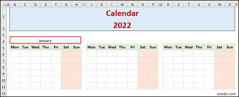 How to Create a Yearly Calendar in Excel (with Easy Steps)