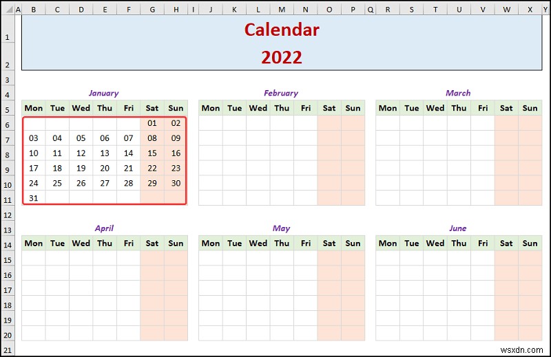 How to Create a Yearly Calendar in Excel (with Easy Steps)