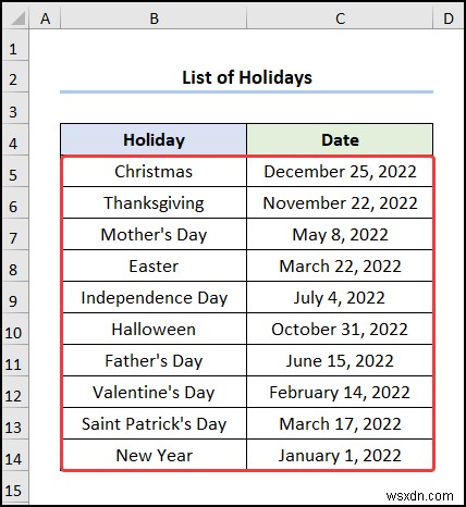How to Create a Yearly Calendar in Excel (with Easy Steps)