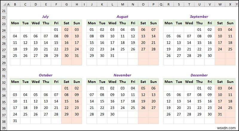 How to Create a Yearly Calendar in Excel (with Easy Steps)