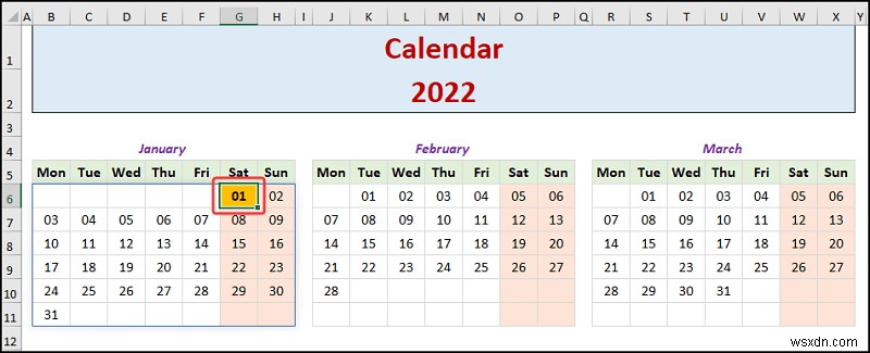How to Create a Yearly Calendar in Excel (with Easy Steps)