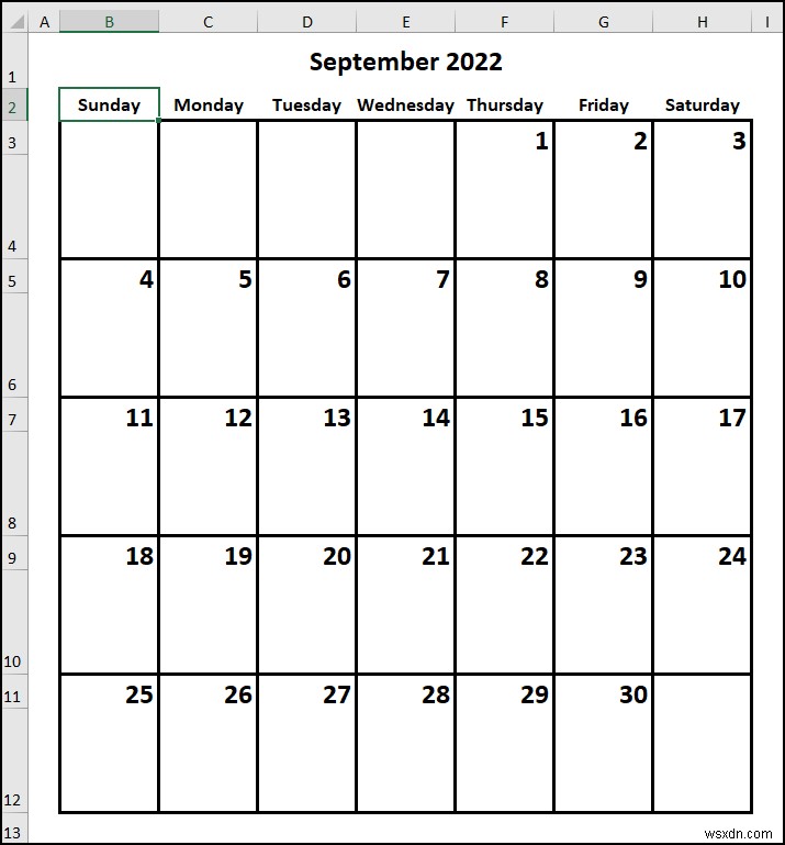 How to Create a Yearly Calendar in Excel (with Easy Steps)
