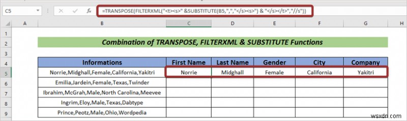 How to Split Text to Columns Automatically with Formula in Excel