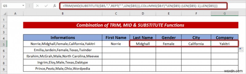 How to Split Text to Columns Automatically with Formula in Excel