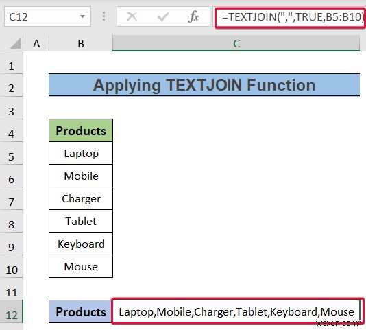 How to Convert Column to Text with Delimiter in Excel