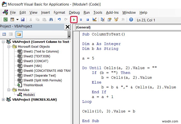 How to Convert Column to Text with Delimiter in Excel
