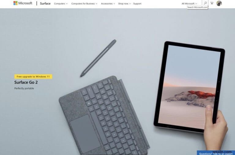 Microsoft Store Surface listings add free upgrade to Windows 11 banner