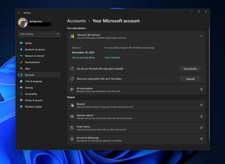 Januarys Windows 11 optional update adds Microsoft Account panel to Settings app