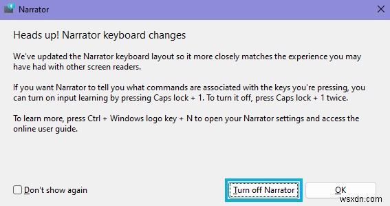 How to stop or start Windows 11 Narrator