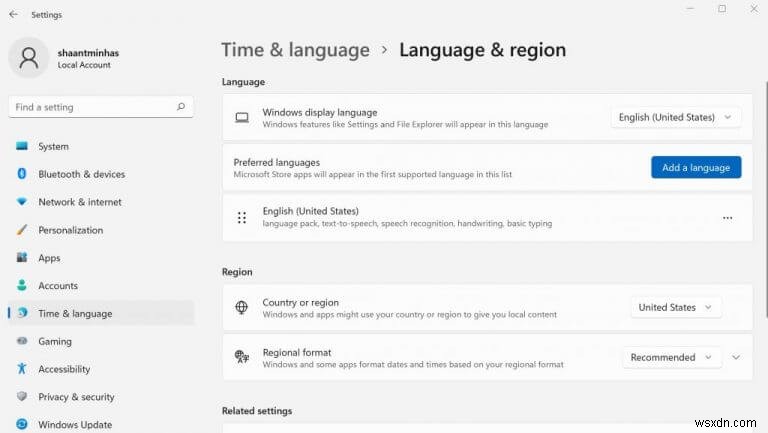 How to change the system language on Windows 11