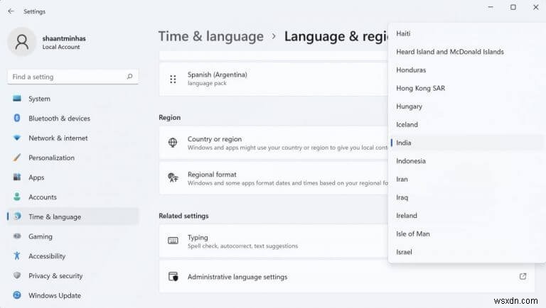 How to change the system language on Windows 11
