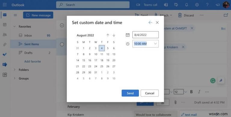 How to schedule an email on Outlook