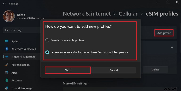 How to easily get a free eSIM profile on Windows 11