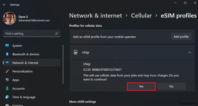 How to easily get a free eSIM profile on Windows 11