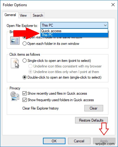 How to make File Explorer open to This PC in Windows 10