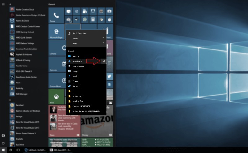 How to customise the folder shortcuts in the Windows 10 Start Menu