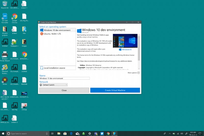 How to install a virtual machine on Windows 10 using Hyper V, now even easier with Quick Create
