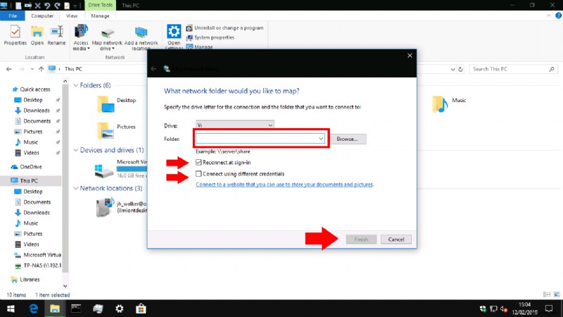 How to connect to a network share in Windows 10