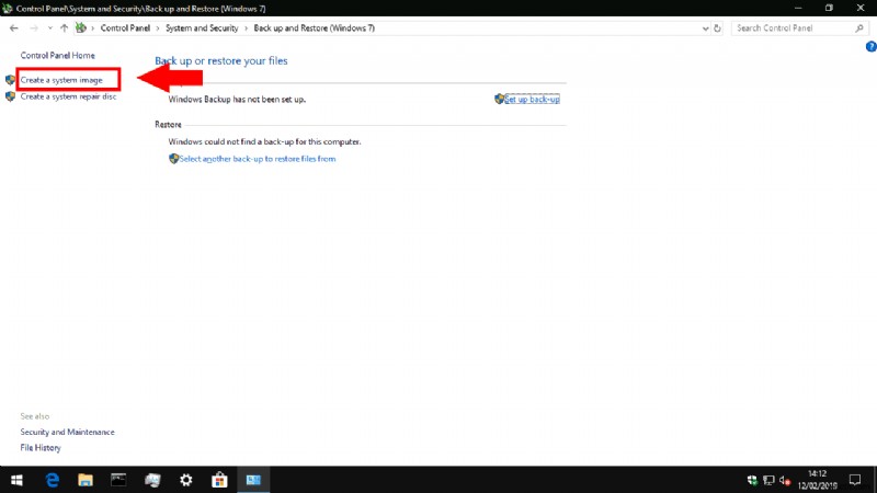 How to create a system image backup in Windows 10