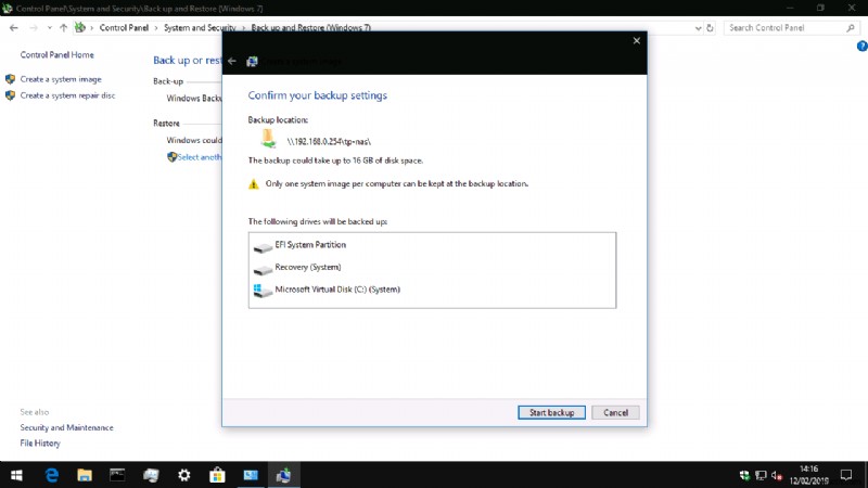 How to create a system image backup in Windows 10