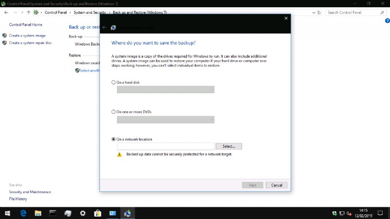 How to create a system image backup in Windows 10